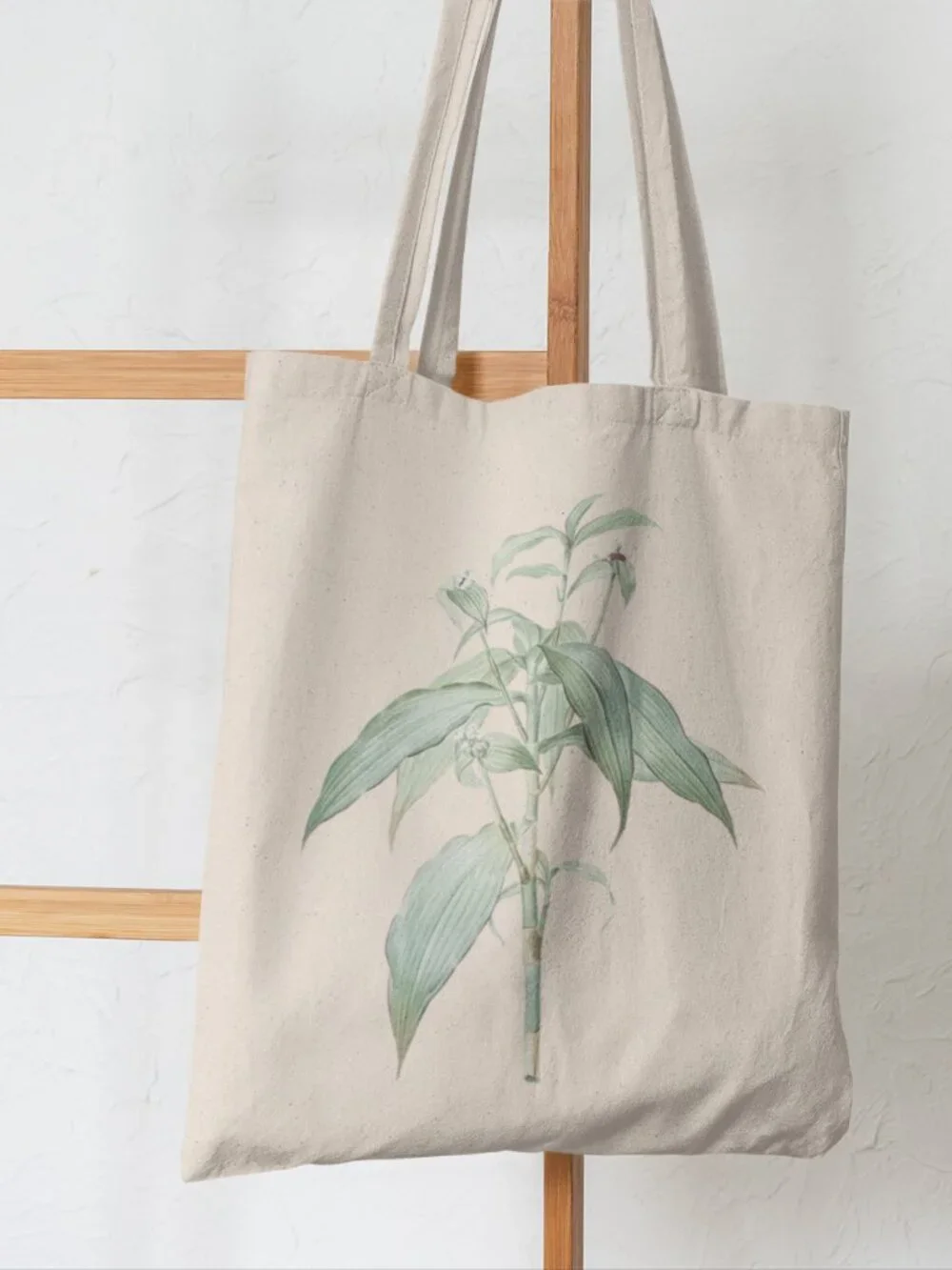 Zanonia's Commelina Vintage Floral Print Graphic Canvas Tote Bag